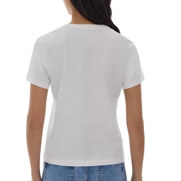 Helmut Lang Cotton Logo Women’s Baby Tee NWT Short Sleeves Cream Shocking Pink - Picture 7 of 13